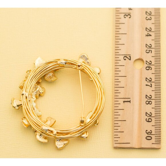 Vintage Gold Tone Floral Brooch i3 - Picture 2 of 2